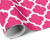 Raspberry White Moroccan Quatrefoil Pattern #5 Cadeaupapier (Rol Hoek)
