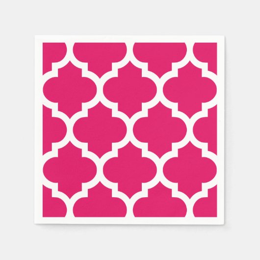 Raspberry White Moroccan Quatrefoil Pattern #5 Servetten (Voorkant)