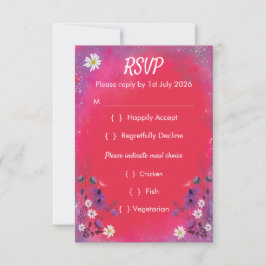 Raspberry Wildflower - RSVP card vertical