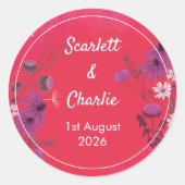 Raspberry Wildflower - uitnodiging sticker (Voorkant)