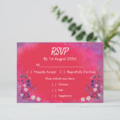 Raspberry Wildflowers - RSVP card (Debout devant)