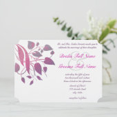 Raspberry Wisteria Leaf Wedding Butterfly Invites Kaart (Staand voorkant)