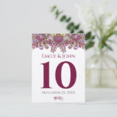  RaspberryDamask Wedding Table Number Kaarten (Staand voorkant)