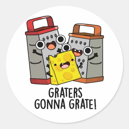 Raspen Grate Grappige Kaas Pun Ronde Sticker (Voorkant)