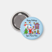 Rassemblement de Noël #2 Magnet rond (Recto/Verso)