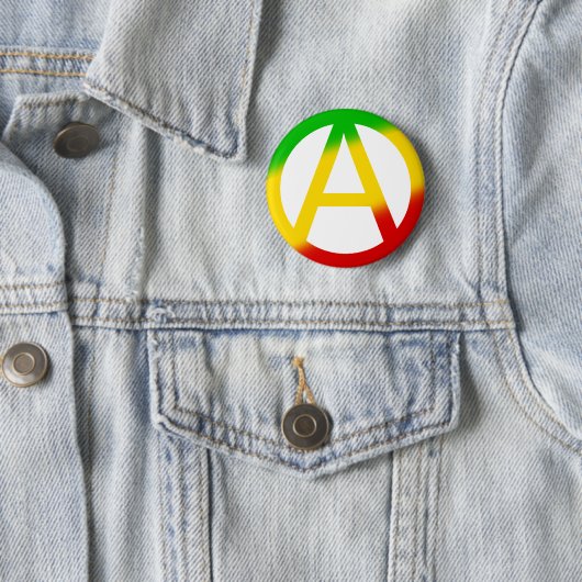 Rasta Anarchy Symbol Ronde Button 5,7 Cm (In situ)