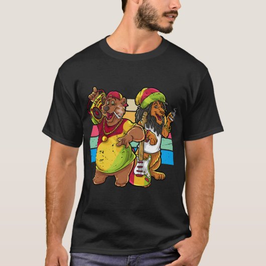 Rasta Beer en lion T-shirt (Voorkant)