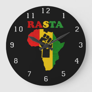 Rasta Black Power Fist boven Afrika. Grote Klok