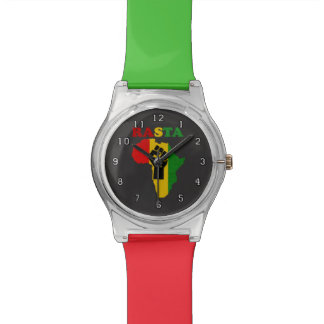 Rasta Black Power Fist in Afrika Horloge