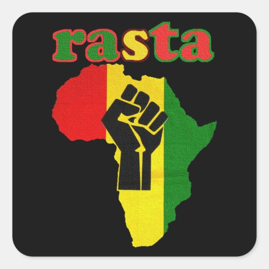 Rasta Black Power Fist over Afrika Vierkante Sticker (Voorkant)
