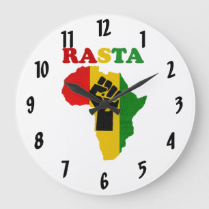 Rasta Black Power Fist over Afrikaanse wandklok Grote Klok