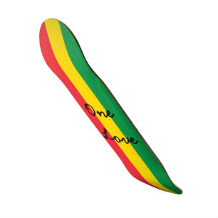 Rasta Color Green Yellow Red Flag Stripes One Love Skateboard