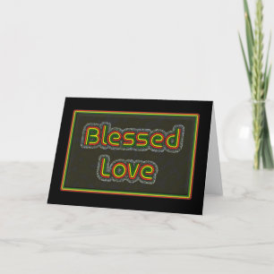 Rasta Color Vetgedrukte tekst 'Blessed Love' kaart