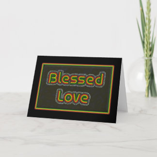 Rasta Color Vetgedrukte tekst 'Blessed Love' kaart