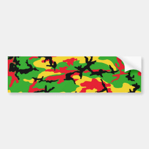 Rasta Colored Camouflage Bumpersticker