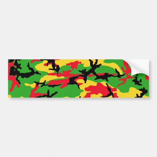 Rasta Colored Camouflage Bumpersticker (Voorkant)