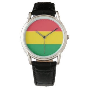 Rasta Colors Green Yellow Red Stripes Vlagpatroon Horloge