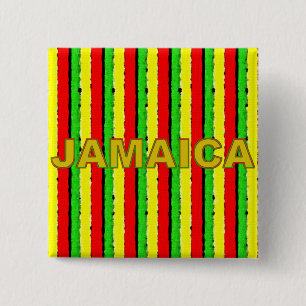Rasta Colors Jamaica Red Gold en Green Vierkante Button 5,1 Cm