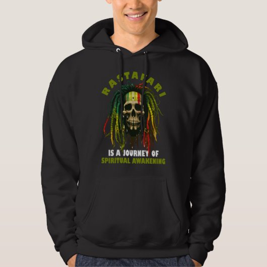 Rasta Dreadlocks Schedel Ethiopische Vlag Reggae R Hoodie (Voorkant)