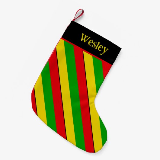 Rasta Flag Colors Striped Kleine Kerstsok (Voorkant (Hangend))