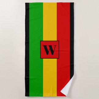 Rasta Flag Coloured Striped Monogram Reggae Strandlaken