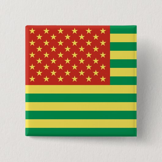 Rasta Flag US Badge Vierkante Button 5,1 Cm (Voorkant)