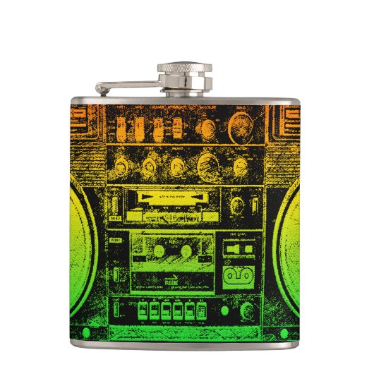 Rasta Ghetto Blaster Heupfles (Voorkant)