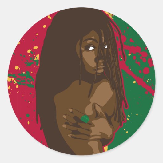 Rasta Girl Ronde Sticker (Voorkant)