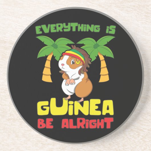 Rasta Guinee Pig Zandsteen Onderzetter (Voorkant)