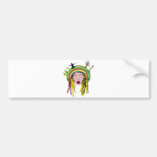 rasta hippie babe bumpersticker