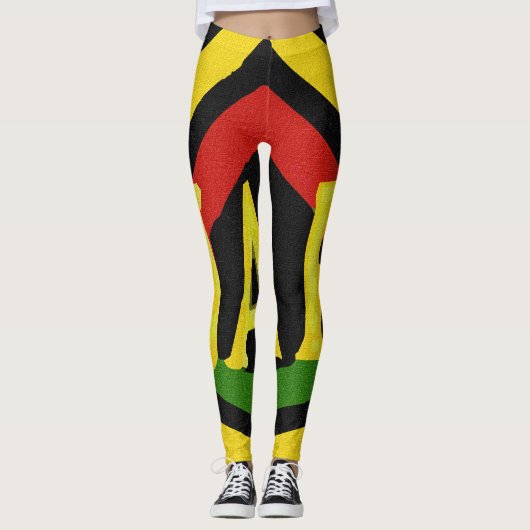 Rasta Jah Rastafari Red Gold Green Leggings (Devant)