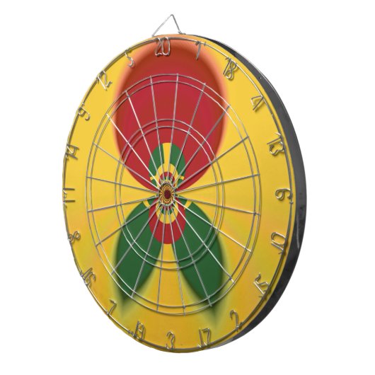Rasta Kleuren Abstracte Art Print Dartbord (Voorkant Rechts)