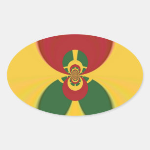 Rasta Kleuren Abstracte Art Print Ovale Sticker