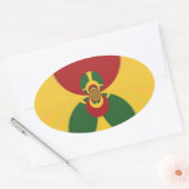 Rasta Kleuren Abstracte Art Print Ovale Sticker (Envelop)