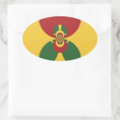 Rasta Kleuren Abstracte Art Print Ovale Sticker (Tas)