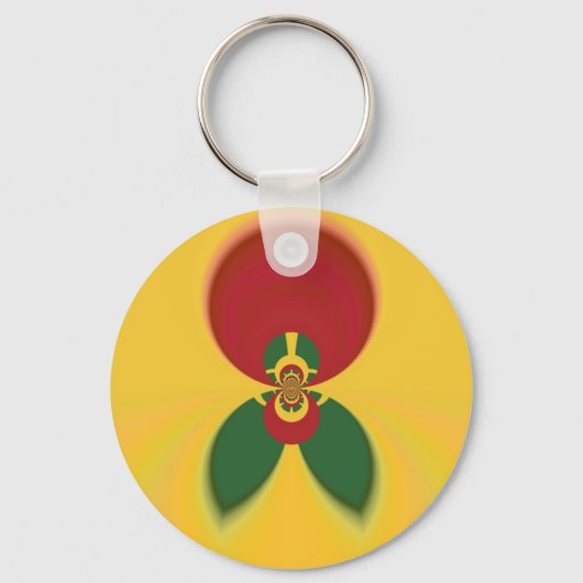 Rasta Kleuren Abstracte Art Print Sleutelhanger (Voorkant)
