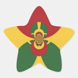 Rasta Kleuren Abstracte Art Print Ster Sticker
