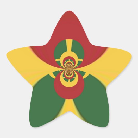 Rasta Kleuren Abstracte Art Print Ster Sticker (Voorkant)