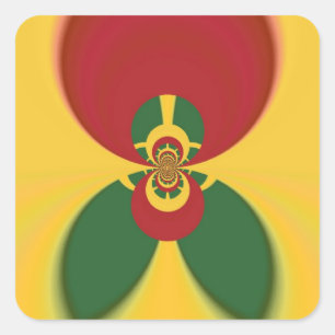Rasta Kleuren Abstracte Art Print Vierkante Sticker