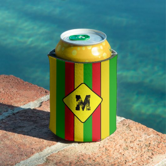 Rasta Kleuren Gestreept Monogram Bier Blikjeskoeler (Insitu Zwembad)
