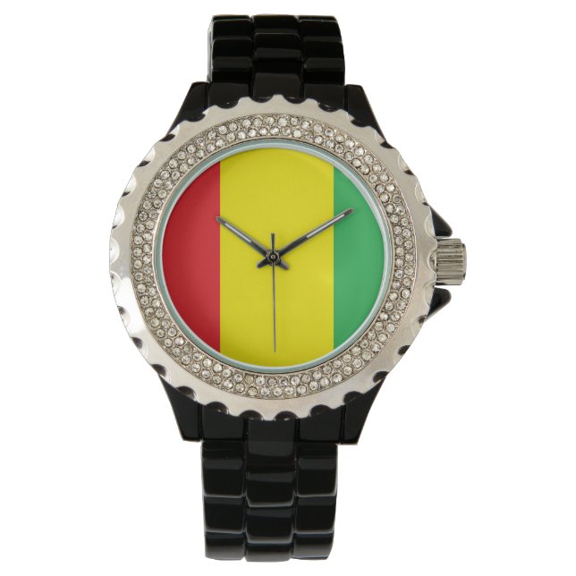 Rasta Kleuren Polshorloge Horloge (Voorkant)