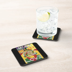 Rasta Kleuren Rood Gouden Groen Hillary Art Print Bier Onderzetter