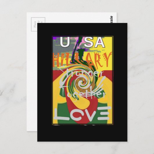 Rasta Kleuren Rood Gouden Groen Hillary Art Print Briefkaart (Voorkant / Achterkant)