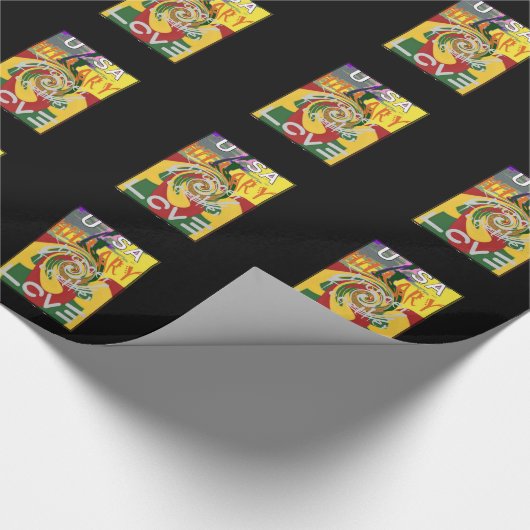 Rasta Kleuren Rood Gouden Groen Hillary Art Print Cadeaupapier (Hoek)