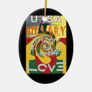 Rasta Kleuren Rood Gouden Groen Hillary Art Print Keramisch Ornament