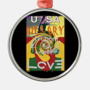 Rasta Kleuren Rood Gouden Groen Hillary Art Print Metalen Ornament