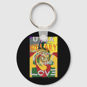 Rasta Kleuren Rood Gouden Groen Hillary Art Print Sleutelhanger