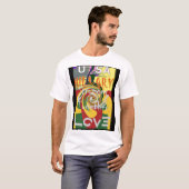 Rasta Kleuren Rood Gouden Groen Hillary Art Print T-shirt (Voorkant volledig)