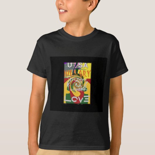 Rasta Kleuren Rood Gouden Groen Hillary Art Print T-shirt (Voorkant)
