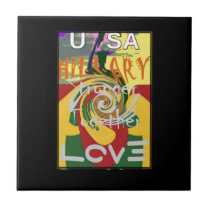 Rasta Kleuren Rood Gouden Groen Hillary Art Print Tegeltje